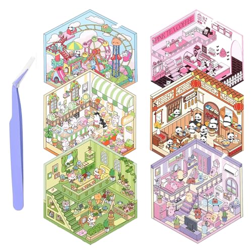 8 Sets 3D House Stickers, DIY Miniatur Haus Sticker, Cute Cartoon Hausaufkleber, Sticker Scene mit Pinzette, Stacking Scene Stickers für Fotoalbum Karten Basteln, Relief Stress für Kinder Erwachsene 8 Sets 3D House Stickers, DIY Miniatur Haus Sticker, Cute Cartoon Hausaufkleber, Sticker Scene mit Pinzette, Stacking Scene Stickers für Fotoalbum Karten Basteln, Relief Stress für Kinder Erwachsene von CensuobOB