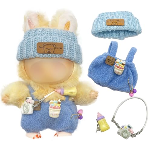 CensuobOB Kleidung Kompatibel mit 17 cm Labub-Puppe, Bekleidung für Große la bb, Lapupu Plüsch Outfit Pullover, Bekleidungs zubehör für Puppe Plüsch, DIY Süßes Geburtstagsgeschenk, ohne Puppe, Blau CensuobOB Kleidung Kompatibel mit 17 cm Labub-Puppe, Bekleidung für Große la bb, Lapupu Plüsch Outfit Pullover, Bekleidungs zubehör für Puppe Plüsch, DIY Süßes Geburtstagsgeschenk, ohne Puppe, Blau von CensuobOB