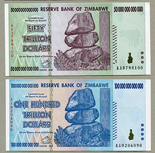 Trillion Dollar Pair Zimbabwe - 50 Trillion & 100 Trillion Dollar Notes by Shipodin by Shipodin von Central Bank of Zimbabwe