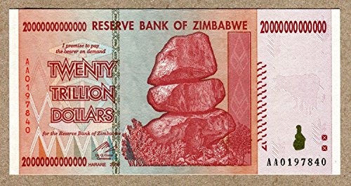 Zimbabwe 20 Trillion Dollar Extremely Low Serial AA01. Note Bill Money Inflation Record Currency Banknote by Zimbabwe Central Bank von Central Bank of Zimbabwe