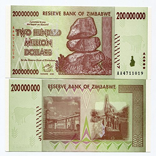 Zimbabwe 200 Million Dollar Bank Note 2008 Uncirculated by Reserve Bank of Zimbabwe Zimbabwe 200 Million Dollar Bank Note 2008 Uncirculated by Reserve Bank of Zimbabwe von Central Bank of Zimbabwe