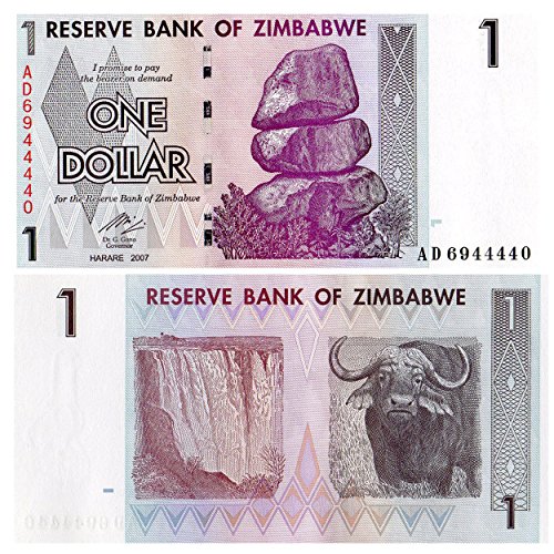 Zubehör für Sammler - 1 Dollar Stempelglanz -Banknote von der Zentralbank von Simbabwe / 2007 / UNC ausgestellt von Central Bank of Zimbabwe