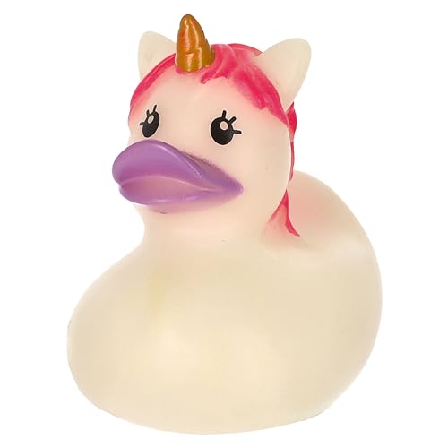 Badeente Einhorn | H9cm PVC weiß pink Gold | Badespielzeug Quietscheente | Ente Schnabel Horn Badewanne (Badeente Einhorn) von Cepewa