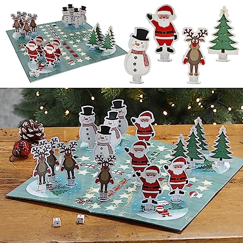 Brettspiel Xmas │ bunt 30x1cm Papier ABS │ Spielfeld Anleitung Würfel Spielfiguren von Cepewa