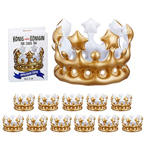 Cepewa 12 x Aufblasbare Krone 23 cm Durchmesser Karneval Fasching Geschenk Scherzartikel König Königin (12 x Krone) von Cepewa