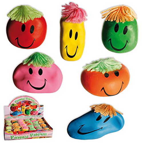 Cepewa Antistress Ball Quetschball Knautschball Lachgesicht Knetball Funny Face Haare Bunt von Cepewa