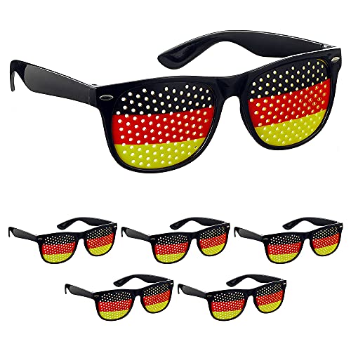 Cepewa Fanartikel WM EM │6er Set Brille Sonnenbrille Fanbrille │Fanmeile Public Viewing │schwarz rot Gold (6 x Brille Deutschland) von Cepewa