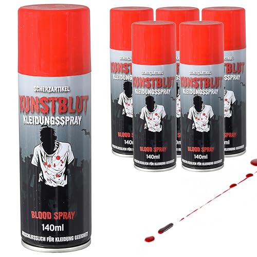 Halloween Blutspray 6er Set | 140ml Kunstblut Spray | Fake Blood Theaterblut Vampir Kostüm (6er Set Blutspray 140ml) von Cepewa
