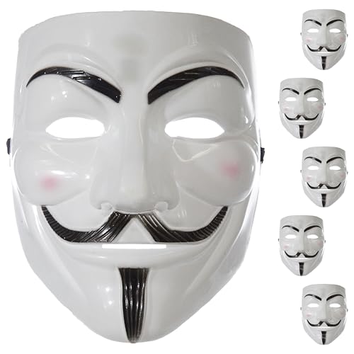 Halloween Maske 4er Set | silber gold 16,5x14,5cm | Halbmaske Cosplay Skull Mask Horrorkostüm (6er Set Maske Vendetta) von Cepewa