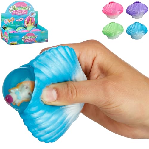Quetschmuschel mit Meerjungfrau Muschel Anti Stress Wasser Glitzer Füllung Knet Squeeze Ball von Cepewa