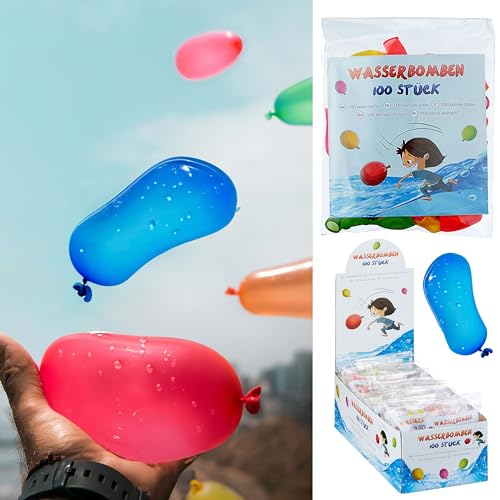 Wasserbomben 24er Pack à 100 im Display | 6 Farben Latex 11x15cm | Wasserballons Ballons Wasserspielzeug von Cepewa