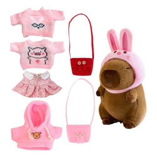 Ceprznvey Capybara Plush Toy, Stuffed Animal Figure with Cute Pink Outfit Set, Soft Fabric & Huggable, Bunny Hat Included, Capybara Plush for Role Play Fun with Dress-Up Accessories Ceprznvey Capybara Plush Toy, Stuffed Animal Figure with Cute Pink Outfit Set, Soft Fabric & Huggable, Bunny Hat Included, Capybara Plush for Role Play Fun with Dress-Up Accessories von Ceprznvey