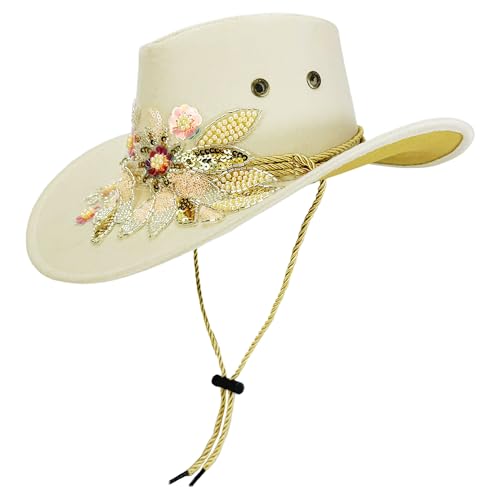 Ceprznvey Cowboy Hat, Country Music Hat, Floral Embroidered Floral, Breathable Lightweight Design, Stylish Pu Leather Finish, Ideal for Konzerts and Kostüme, 13,39 x 15,35 x 4,72 cm Ceprznvey Cowboy Hat, Country Music Hat, Floral Embroidered Floral, Breathable Lightweight Design, Stylish Pu Leather Finish, Ideal for Konzerts and Kostüme, 13,39 x 15,35 x 4,72 cm von Ceprznvey