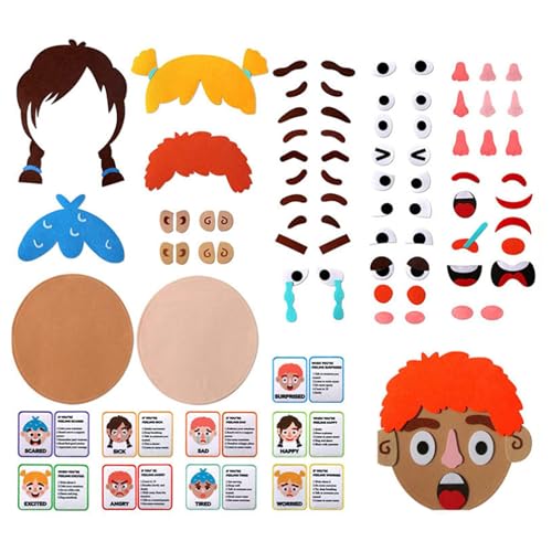 Ceprznvey Funny Faces Games, Social Emotional Learning Kit, Express Emotions Felt Stickers Multiplayer Playing Emoticon for Park, Car, Outdoors, Home, School von Ceprznvey
