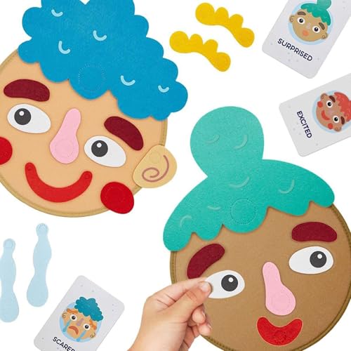 Ceprznvey Funny Faces Games, Social Emotional Learning Kit, Express Emotions Felt Stickers Multiplayer Playing Emoticon for Park, Car, Outdoors, Home, School von Ceprznvey