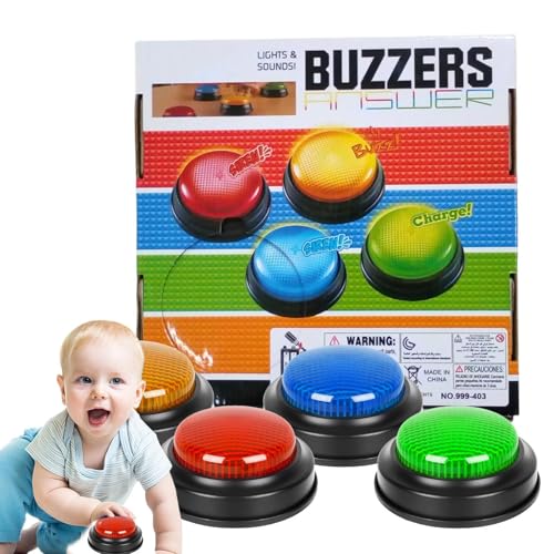 Ceprznvey Game Buzzer, Quiz Answer Buzzers, Quick Response Button, Lights & Sound Effects, Fun Competition Game, Family and Kids Play, Fast-Paced Fun Prop, 3.15x3.15x1.57 Inches von Ceprznvey