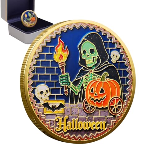 Ceprznvey Halloween Challenge Münze - Kürbislaterne Halloween Herausforderungsmünze - Vintage Deko Für Tisch Vitrine Fans Sammler Geburtstag Feiertag Party Wohnzimmer von Ceprznvey