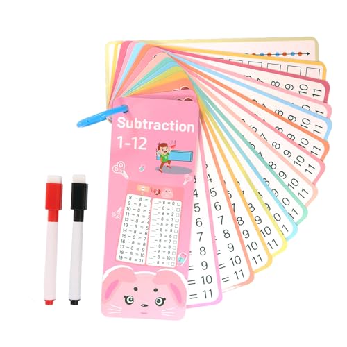 Ceprznvey Math Learning Cards, Multiplikation Addition Subtraction Division Game, Dry Erase Double Sided Educational Hole Punched Cards for Classroom Kindergarten von Ceprznvey
