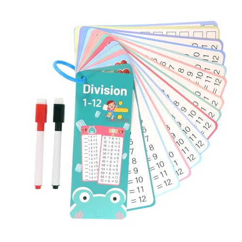 Ceprznvey Math Learning Cards, Multiplikation Addition Subtraction Division Game, Dry Erase Double Sided Educational Hole Punched Cards for Classroom Kindergarten von Ceprznvey