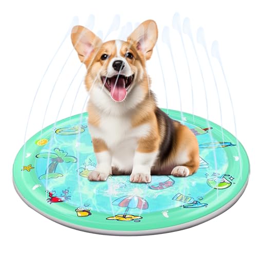 Ceprznvey Sprinklermatte für Hunde – Wassermatte für den Außenbereich für Tiere | Faltbare Matte für Hunde, Katzen, Garten und Spielplätze Ceprznvey Sprinklermatte für Hunde – Wassermatte für den Außenbereich für Tiere | Faltbare Matte für Hunde, Katzen, Garten und Spielplätze von Ceprznvey