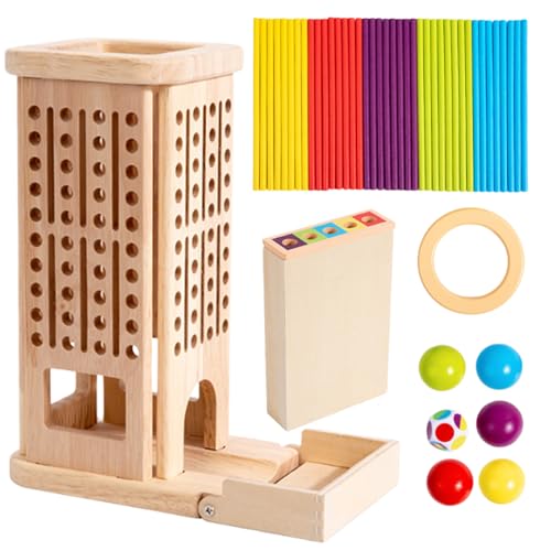 Ceprznvey Sticks Counting Toy, Wooden Dice Math Game, Educational Fine Motor Activity, Interactive & Skill-Building, Fun & Engaging, Home & Classroom Use, 8.27x6.77x3.74 Inches, Natural Wood von Ceprznvey