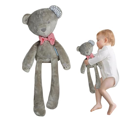 Ceprznvey Stuffed Bear Plush, Soft Cartoon Hugging Doll, Pillow with Bow Design, Plush and Pp Cotton Material, Perfect for Kids and Gift Occasions, Blue Red Gray, Single Unit von Ceprznvey