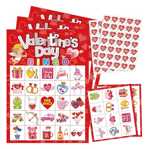 Ceprznvey Valentines Bingo Cards, Valentines Bingo Games, Lightweight and Portable Paper Fun Craft Cards for Dating, Parties, and Classrooms Entertainment, 7.09x5.12 Inches, 20g, Red Ceprznvey Valentines Bingo Cards, Valentines Bingo Games, Lightweight and Portable Paper Fun Craft Cards for Dating, Parties, and Classrooms Entertainment, 7.09x5.12 Inches, 20g, Red von Ceprznvey