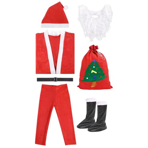 Santa Cosplay for Adults, Men's Santa Costume, 7-Piece Set Unisex Men and Women Costumes, Non Woven Fabric/Golden Velvet Style, Sturdy Long Lasting Christmas Costume for Family Friends Colleagues Santa Cosplay for Adults, Men's Santa Costume, 7-Piece Set Unisex Men and Women Costumes, Non Woven Fabric/Golden Velvet Style, Sturdy Long Lasting Christmas Costume for Family Friends Colleagues von Ceprznvey