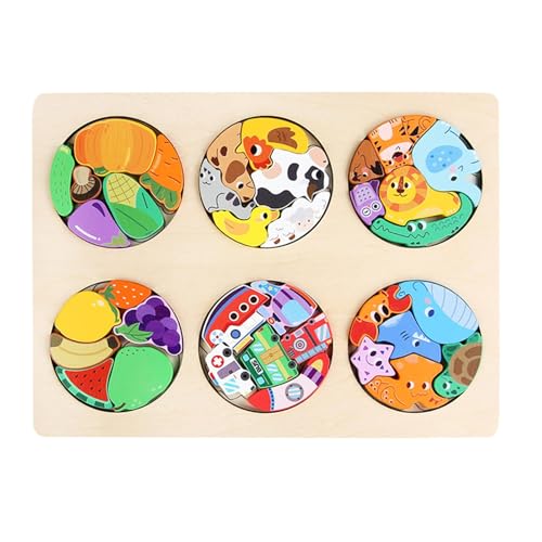 Wood Puzzles, Transport Building Block, Educational Mind Games Colorful Preschool Brain Teaser Boards for Kids Boys Girls, 11.81x8.86x0.31 inches, Multicolor von Ceprznvey