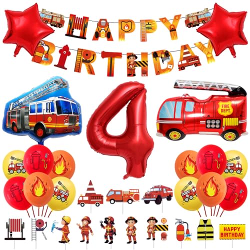 Geburtstagsdeko 4 Jahre Junge Feuerwehr Geburtstag Deko Feuerwehrwagen Folienballon Deko Kindergeburtstag Feuerwehrauto Luftballons Kuchendeko für Babyshower Jungen Party Dekoration Geburtstagsdeko 4 Jahre Junge Feuerwehr Geburtstag Deko Feuerwehrwagen Folienballon Deko Kindergeburtstag Feuerwehrauto Luftballons Kuchendeko für Babyshower Jungen Party Dekoration von Ceqiny