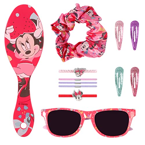 Disney Minnie Mouse 12-teiliges Sonnenbrillen-Set für Mädchen und Kinder, Haar-Accessoires, Kamm-Clips, Beauty-Set mit Tragetasche von Cerdá