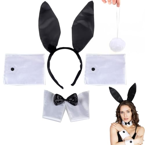5-teiliges Damen Bunny Zubehör Set,Bunny Kostüm,Bunny Ohren Haarreif,Kaninchen Cosplay Set,Sets Hasenohren Und Schwanz Set,Ostern Hasenohren Haarreifen,Hasenohren Ohren Stirnband Fliege Schwanz 5-teiliges Damen Bunny Zubehör Set,Bunny Kostüm,Bunny Ohren Haarreif,Kaninchen Cosplay Set,Sets Hasenohren Und Schwanz Set,Ostern Hasenohren Haarreifen,Hasenohren Ohren Stirnband Fliege Schwanz von Cerioll
