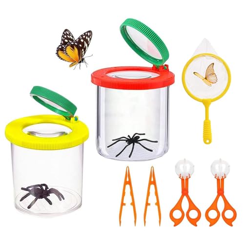 Cerkkapo 7 Stück Becherlupen für Kinder, Becherlupen, Becherlupe Set mit 2 Pinzette und 2 Insektenfänger Scherenzange,Lupenbecher Insekten Lupe Behälter für Kinder Wissenschaft Outdoor Natur Erkundung Cerkkapo 7 Stück Becherlupen für Kinder, Becherlupen, Becherlupe Set mit 2 Pinzette und 2 Insektenfänger Scherenzange,Lupenbecher Insekten Lupe Behälter für Kinder Wissenschaft Outdoor Natur Erkundung von Cerkkapo