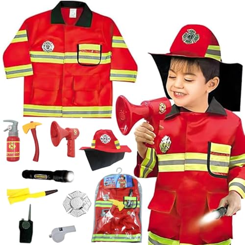 Cerkkapo Feuerwehr Kostüm Kinder,Waschbares Feuerwehrmann Kostüm Kinder,mit Feuerlöscher Feuerwehrhelm Walkie-Talkie Kinder Feuerwehr Rollenspiel,für Geschenke für Kinder 3 4 5+Jahren für Weihnachten Cerkkapo Feuerwehr Kostüm Kinder,Waschbares Feuerwehrmann Kostüm Kinder,mit Feuerlöscher Feuerwehrhelm Walkie-Talkie Kinder Feuerwehr Rollenspiel,für Geschenke für Kinder 3 4 5+Jahren für Weihnachten von Cerkkapo