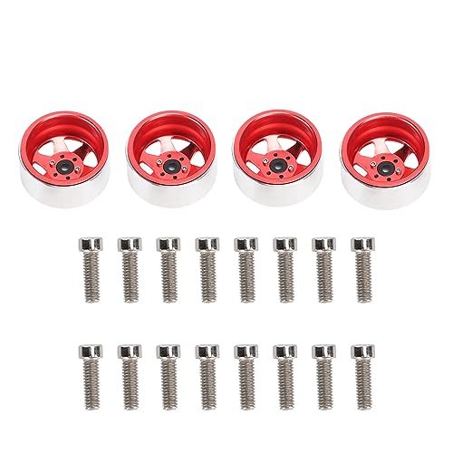 4 PCS 2.2 Inch Metal Wheel Rim Beadlock Wheel Hub, Easy Installation RC Car Parts for SCX10 90046 for 1/10 RC Car (Red) von Cerlyiont