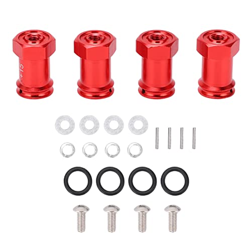 4 PCs Aluminium 12 -mm -Rad -Hex -Hub -Hub -Adapter, 15 -mm -Offset -Verlängerungs -Sechskantantriebsadapter, 12 -mm -Rad -Hex -Hub für Traxxas Mini E Revos 1/16 RC -Auto (Rot) von Cerlyiont