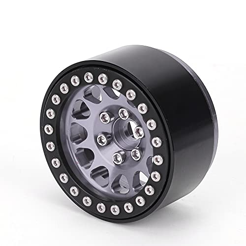 4 PCs RC Beadlock Wheel Fells, Metall Wheel Rim Peradlock Wheel -Hub, 1,9 -Zoll -Perldlock -RC -Felgen für 1:10 RC -Crawler, kompatibel mit axial scx10, scx10ii, 90046, 90047 (Schwarz Silber) von Cerlyiont