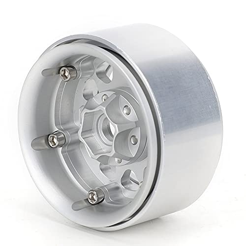 4 PCs RC Beadlock Wheel Fells, Metall Wheel Rim Peradlock Wheel -Hub, 1,9 -Zoll -Perldlock -RC -Felgen für 1:10 RC -Crawler, kompatibel mit axial scx10, scx10ii, 90046, 90047 (Silber) von Cerlyiont