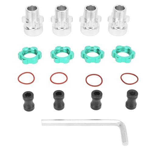 4 pcs 12mm to 17mm Aluminum Wheel Hex Hub Adapter Conversion Extension, Aluminum Alloy RC Hex Adapter for 1/10 RC Cars (Green) von Cerlyiont