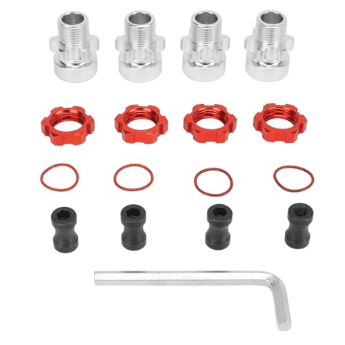 4 pcs 12mm to 17mm Aluminum Wheel Hex Hub Adapter Conversion Extension, Aluminum Alloy RC Hex Adapter for 1/10 RC Cars (Red) von Cerlyiont