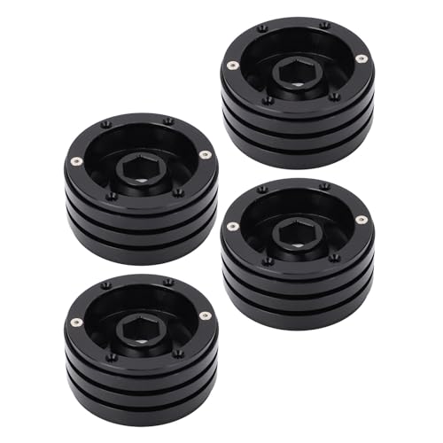 4pcs Beadlock Wheels Rims Hub, RC Climbing Car Wheel Hub Suitable, Aluminum Alloy RC Crawler Car Wheels for 1/10 RC Crawler 1.9 Inch RC Wheel (Black) von Cerlyiont