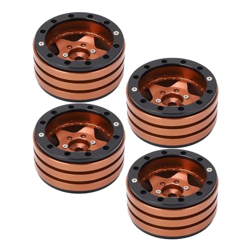 4pcs Beadlock Wheels Rims Hub, RC Climbing Car Wheel Hub Suitable, Aluminum Alloy RC Crawler Car Wheels for 1/10 RC Crawler 1.9 Inch RC Wheel (Copper) von Cerlyiont