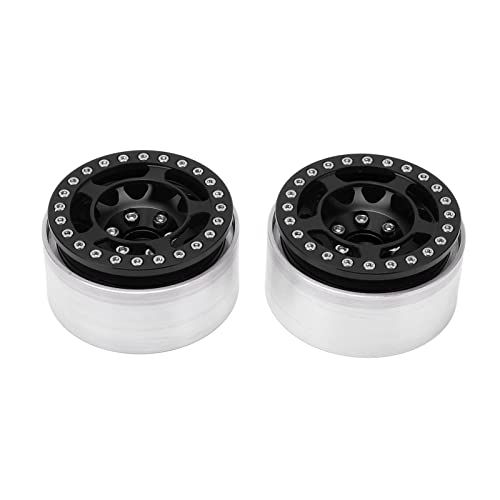 Cerlyiont 2 PCs Aluminiumlegierung Beadlock Wheel Rim Hub, RC Beadlock Wheel Wheel Hub Aluminium -Legierung hoher CNC -Bearbeitung 1,9 Zoll Fernbedienungssteuerauto Wheel -Hub (Schwarz) von Cerlyiont
