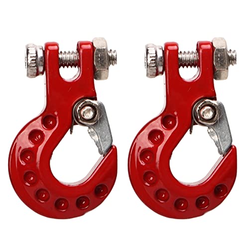 Cerlyiont 2 PCs RC Crawler Winch Haken, Aluminiumlegierung Simulation Kletterauto Schlepphaken, Metallanhänger -Schlepphaken für 1/10 SCX10 D90 D110 TF2 Kletterwagen RC -Autos Zubehör (Rot) von Cerlyiont
