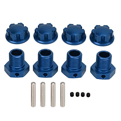 Cerlyiont 4 -Pack -Aluminium 17mm Ritterrad Hex Hub Nuss, RC Aluminium 17mm Rad Sechskantmuttern mit Riegel und Maschinenschraube für RC Climbing Cars Trucks Traxas 1/10 (Blau) von Cerlyiont