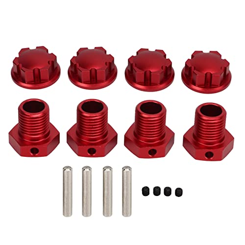 Cerlyiont 4 -Pack -Aluminium 17mm Ritterrad Hex Hub Nuss, RC Aluminium 17mm Rad Sechskantmuttern mit Riegel und Maschinenschraube für RC Climbing Cars Trucks Traxas 1/10 (Rot) von Cerlyiont