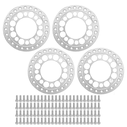 Cerlyiont 4 Stück 1.9 "Beadlock Radfelge Ersatz Ring, Aluminium Legierung 1.9in Beadlock Ringe Ersatz, für AxiaI SCX10 90046 für Traxas TRX4 1/10 RC Raupen Auto (Silber) von Cerlyiont