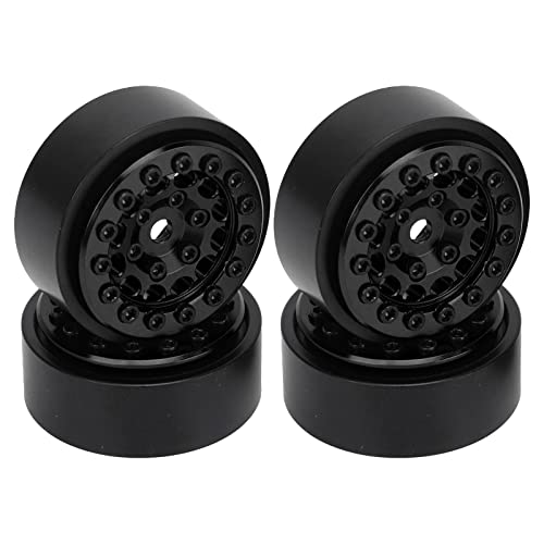 Cerlyiont 4 Stück RC Aluminium Legierung 1,0 "Beadlock-Radfelgen, Beadlock-Rad-Offset-Radfelgen, 1,0-Zoll-Radnabe, 12 Löcher, für FMS FCX24 1/24 Raupen-Auto-Upgrade-Teile (Schwarz) von Cerlyiont