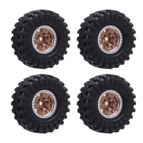 Cerlyiont 4pcs RC -Auto -Reifen -Set, einfache Installation des Zubehörs Kit Oval Wheel Hubs Aluminiumlegierung Hub und Gummi -Reifen -Set für 1/24 Kletterwagen im Maßstab (Antique Bronze) von Cerlyiont