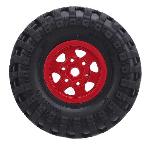 Cerlyiont 4pcs RC -Auto -Reifen -Set, einfache Installation des Zubehörs Kit Oval Wheel Hubs Aluminiumlegierung Hub und Gummi -Reifen -Set für 1/24 Kletterwagen im Maßstab (Red) von Cerlyiont